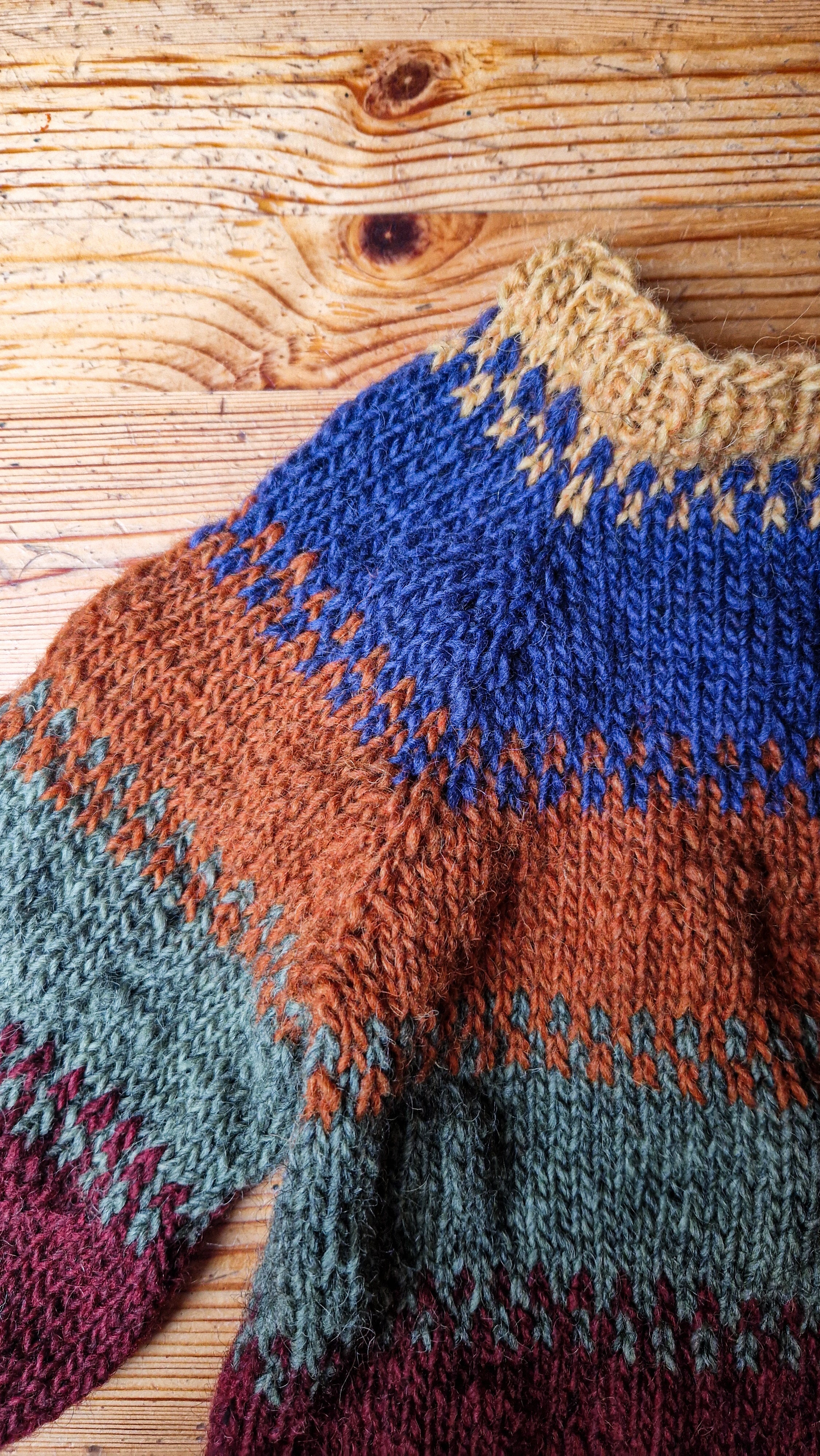 Handgestrickter Kinderpullover aus Öko-Islandwolle | Retro Look | Größe 98 | Nachhaltiger Wollpullover