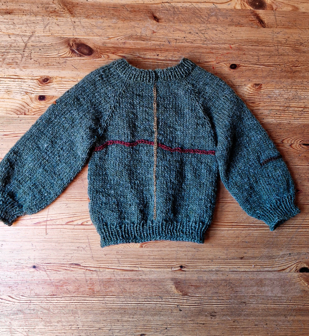 Handgestrickte Pullover Handgestrickter Island-Pullover aus 100% Wolle Gr. 110  Unikat im Boho-Stil